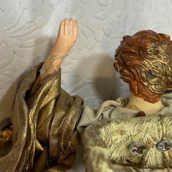 VTG Red Haired Guardian Angel Beige Gown Hanging Holiday Christmas Ornament 6" - Picture 10 of 11